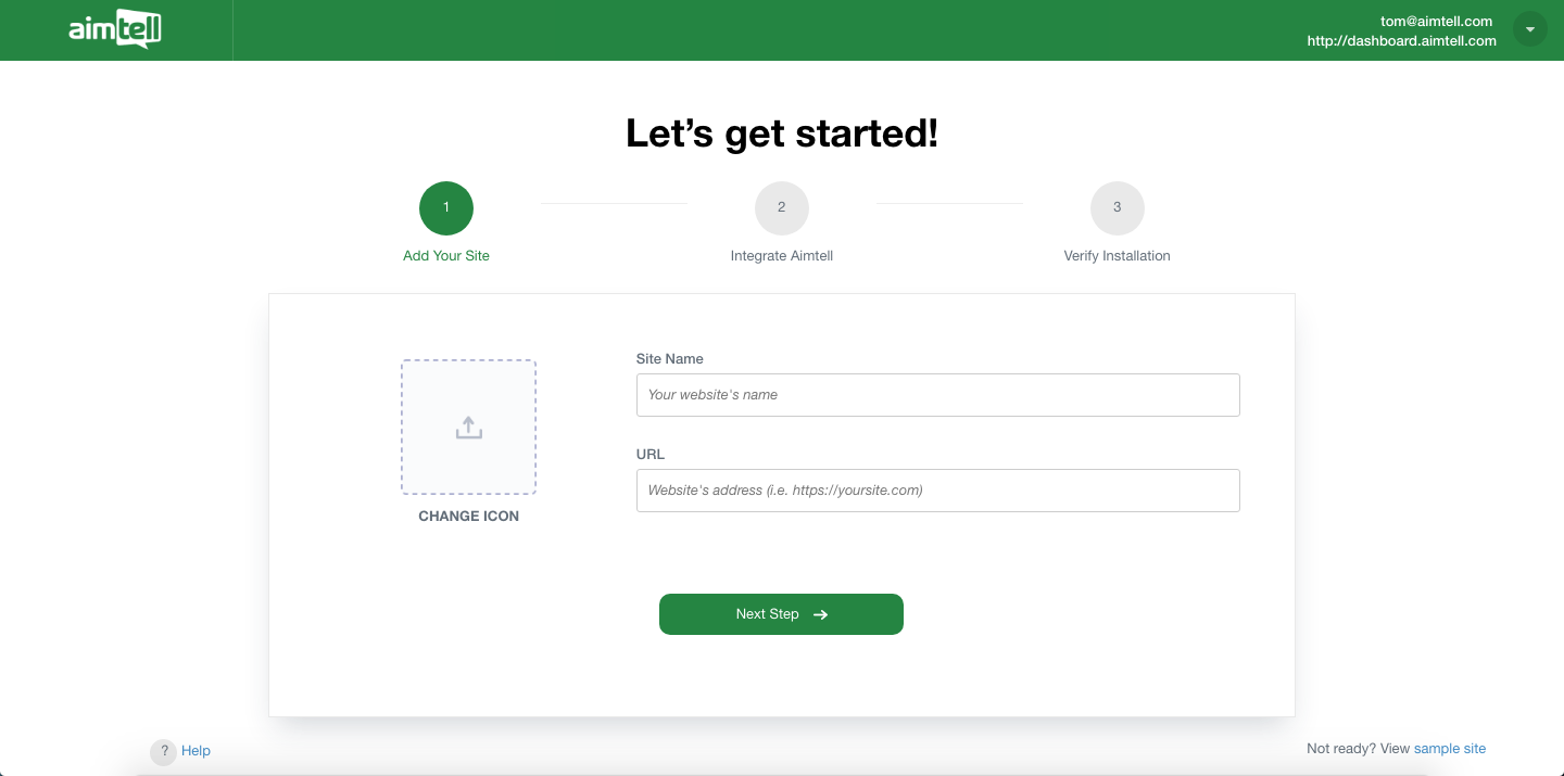 Adding Your Website in Aimtell