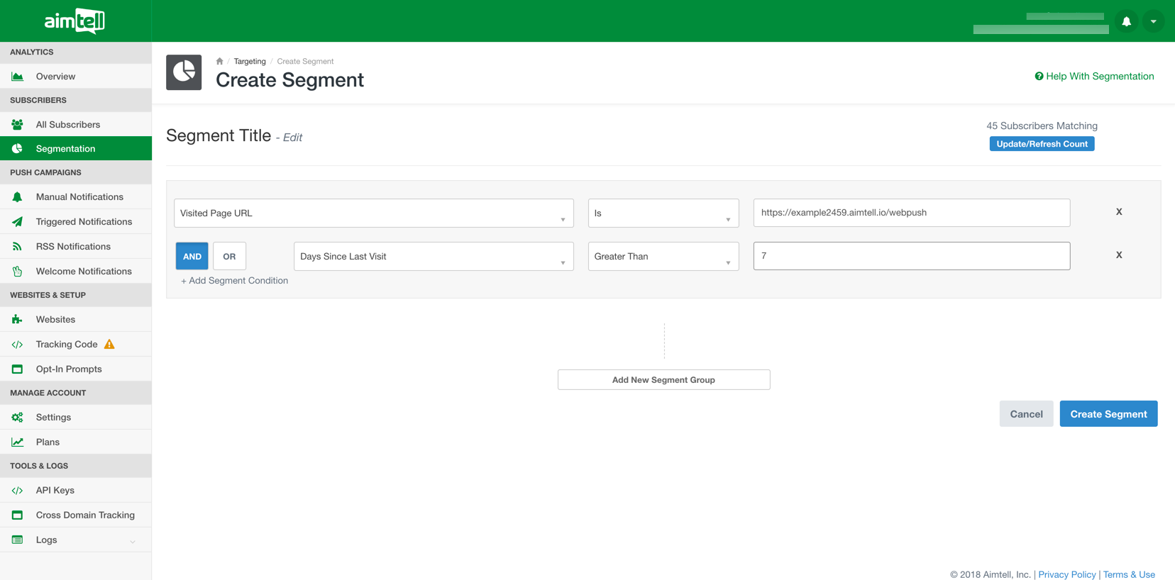 Aimtell Segmentation