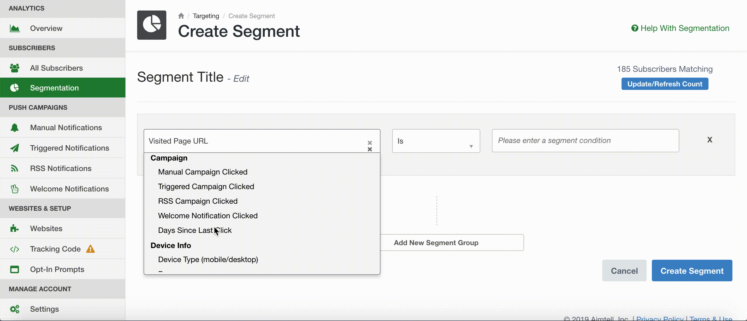 segmentation options