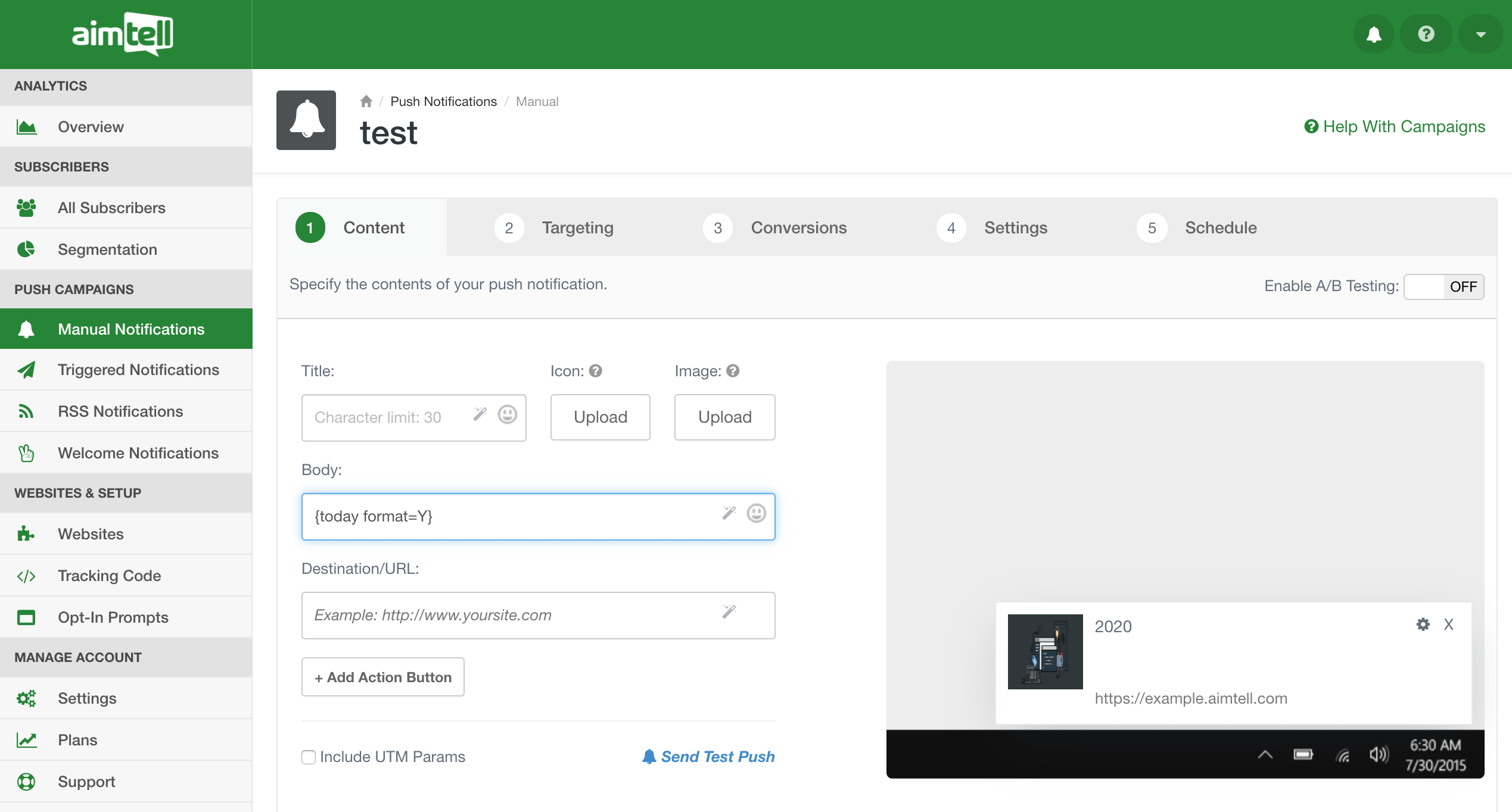 push notification preview update